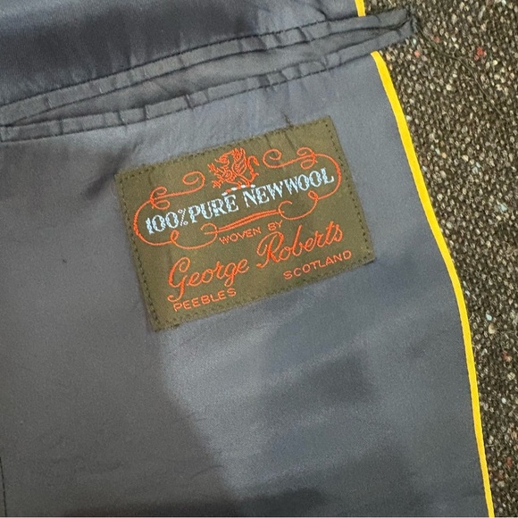 Vintage Scotland Wool Tweed Mens Gray Brown Sport Coat Blazer Jacket 42R - Picture 8 of 16